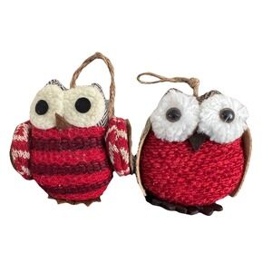 Owl Ornaments Fabric Stuffed Country‎ Decor Christmas Holiday Collectibles